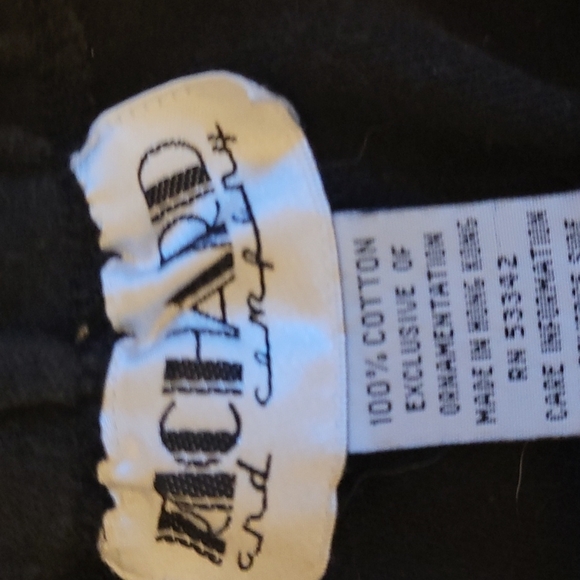 Pants Black straight leg Pull on flat front elastic waist cotton sport knit - Picture 4 of 7